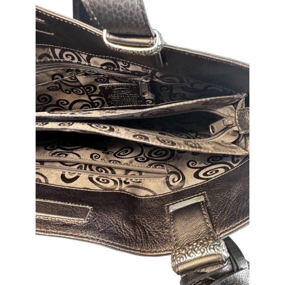 Brighton Jetson Laptop Tote Green Croc Embossed Patent Leather 14 Inch - Picture 11 of 12